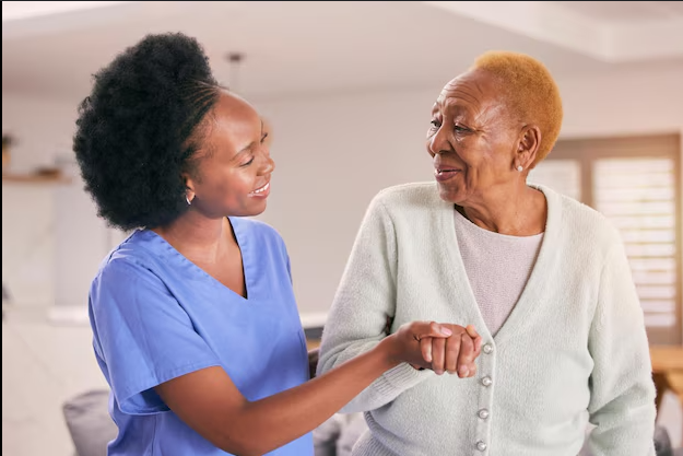 Caregiver with elderly client